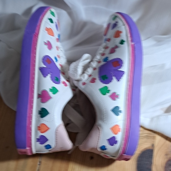 Hand Painted Pink and Green Sneakers - Picture 11 of 14